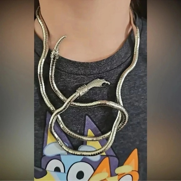 Serpenti Silver Metallic Magic Snake Cool Bendy Multilayer Necklace - Picture 10 of 14